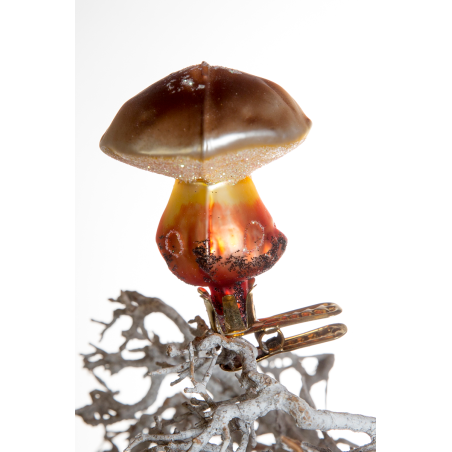 Christbaumschmuck-Glasornament Pilz auf Clip