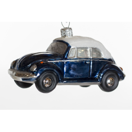 Christbaumschmuck-Glasornament VW-Käfer Cabrio blau