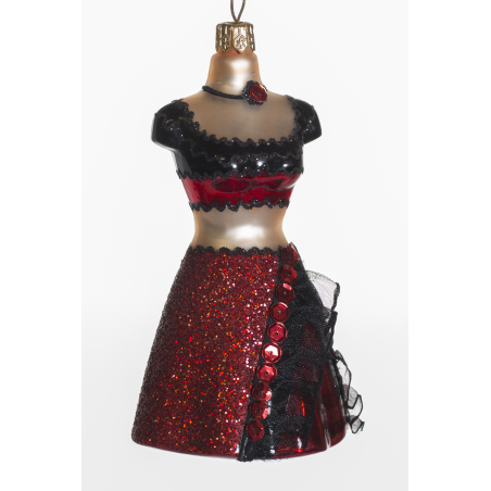 Christbaumschmuck-Glasornament Spanische Büste rotes Kleid