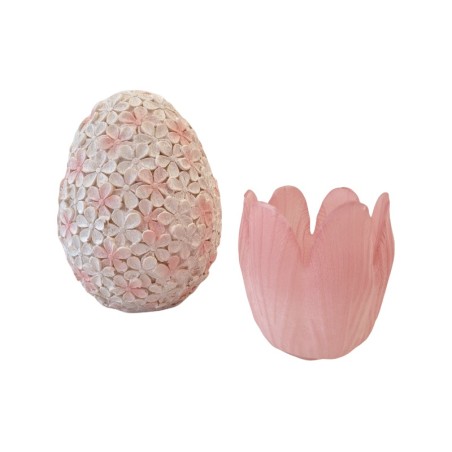 Ei mit Blumendecot klein rosa Osterdekoration