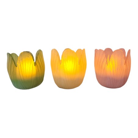 Teelichthalter-Windlicht Tulpe gelb
