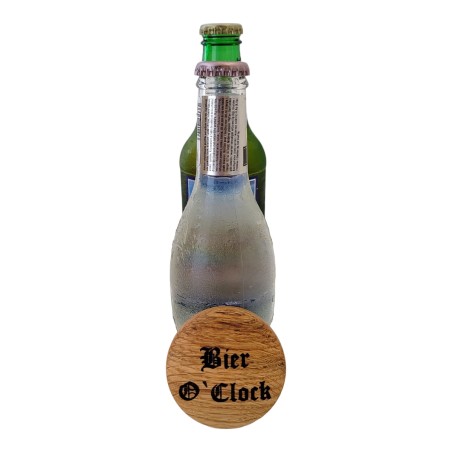 Flaschenöffner Holz mit Gravur  Bier o Clock