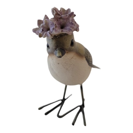 Vogel mit Blumenhaube lila